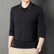 Spring And Autumn Men's Long Sleeves Base Shirt With Wool Top