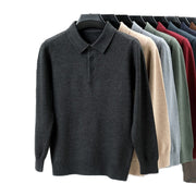 Lapel Long Sleeve Men's Solid Color Middle-aged Bottoming Sweater