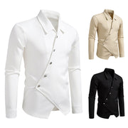 New High-end Men's Trendy Design Ruan Handsome Oblique Placket Shirt