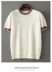Round Neck Sweater Men's Short Sleeve