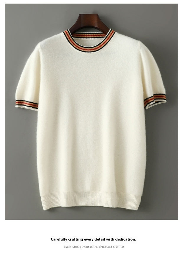 Round Neck Sweater Men's Short Sleeve