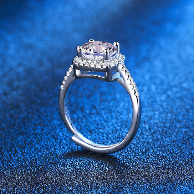 S925 Micro-inlaid Four-claw Princess Square Bag Moissanite
