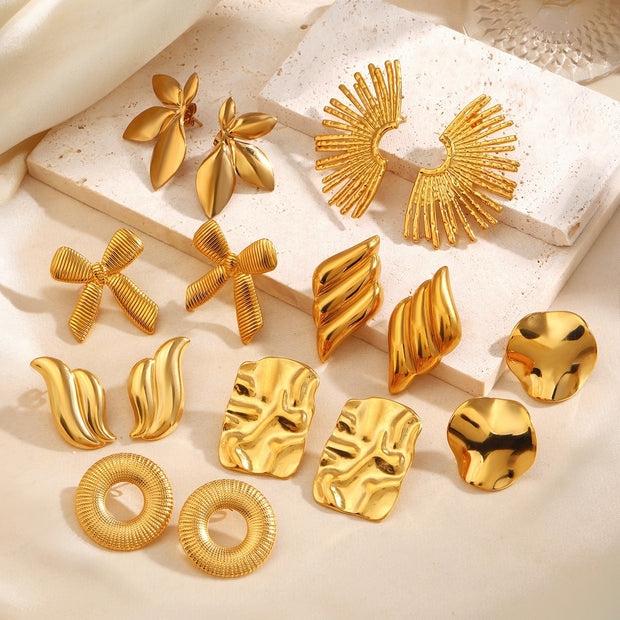 Fan-shaped Wings Real Plated Earrings