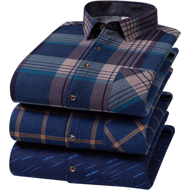 Long Sleeve Warm Men's Shirt Fleece-lined Thick Warm Shirt