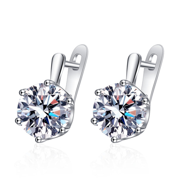 European And American Fashion Six-claw Super Flash Big Diamond Earrings