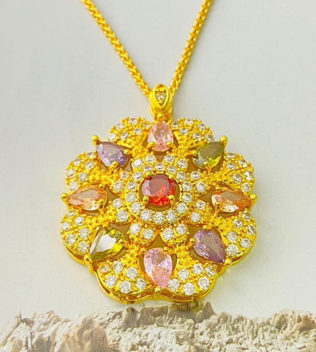 Women's Colorful Zircon Pendant Necklace