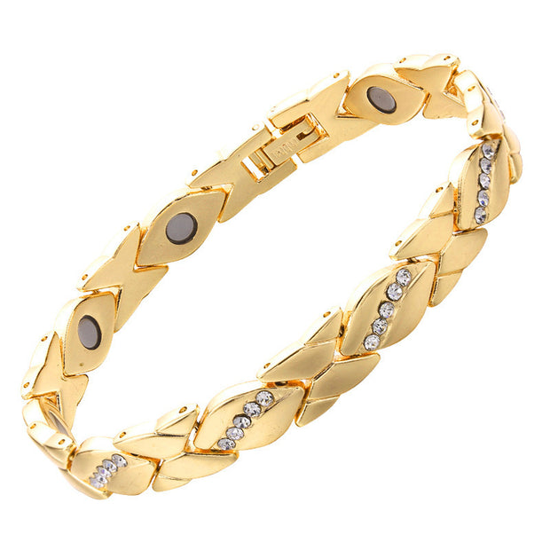 Retro Bowknot Five Diamond Strong Magnetic Red Copper Magnetic Therapy Bracelet