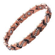 Retro Bowknot Five Diamond Strong Magnetic Red Copper Magnetic Therapy Bracelet