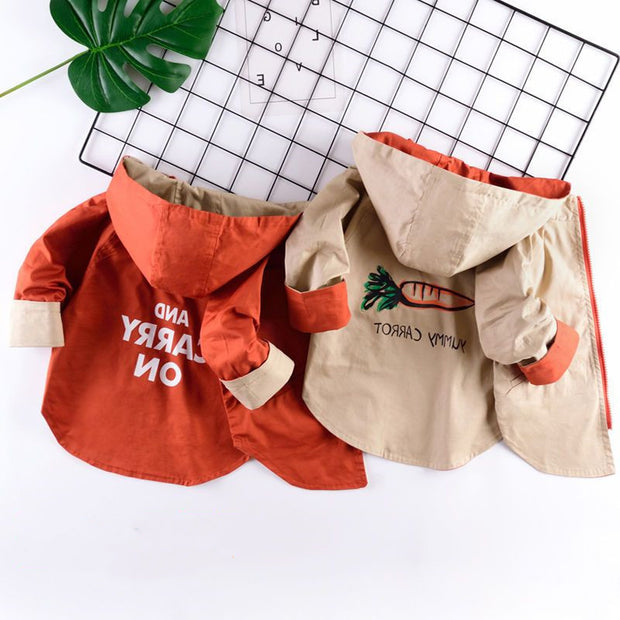 Children wear jackets on both sides