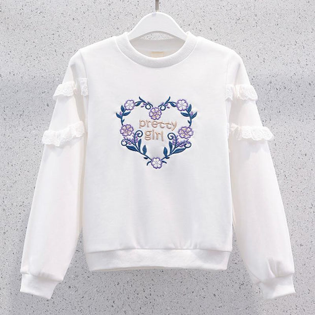 Round Neck Long Sleeve Children And Teens' Wear Girl Spring And Autumn Two Piece Set