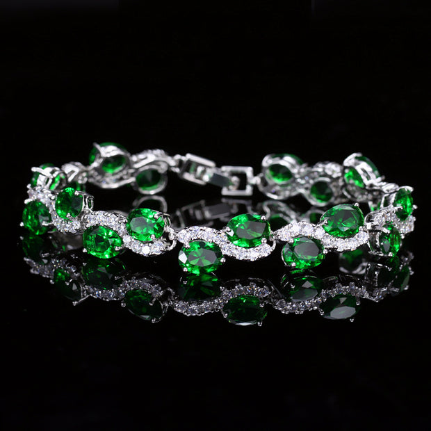 Copper Plating Real White Gold Color 18K Zircon Bracelet
