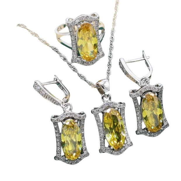 Anti-allergy Zircon Necklace Earring Ring Dinner Ornament Suit