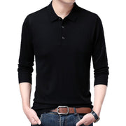 Spring And Autumn Men's Long Sleeves Base Shirt With Wool Top