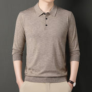 Spring And Autumn Men's Long Sleeves Base Shirt With Wool Top