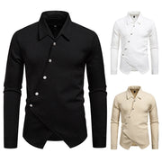 New High-end Men's Trendy Design Ruan Handsome Oblique Placket Shirt