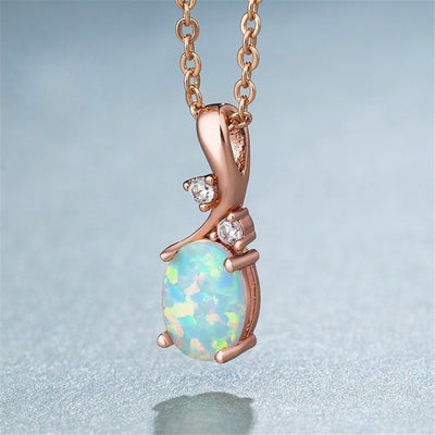 European And American New Water Drop Opal Pendant Necklace Cute And Exquisite