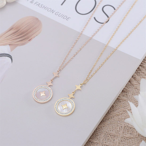 Six-pointed Diamond Titanium Steel Necklace For Women
