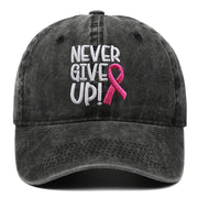 Breast Ribbon Embroidered Peaked Cap Baseball