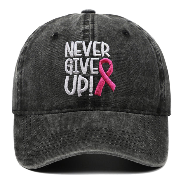 Breast Ribbon Embroidered Peaked Cap Baseball