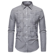 Striped Woven Plaid Men's Spring And Autumn Ruan Handsome High-grade Shirt