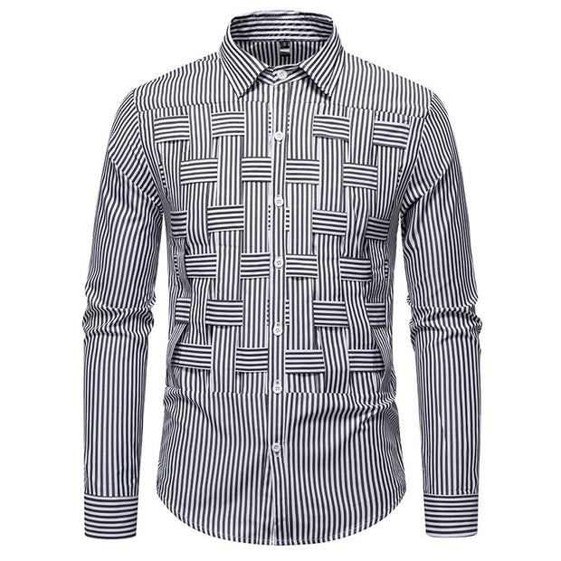 Striped Woven Plaid Men's Spring And Autumn Ruan Handsome High-grade Shirt