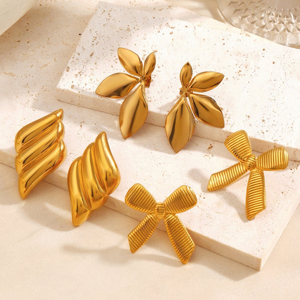 Fan-shaped Wings Real Plated Earrings