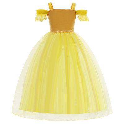 Girl's Gown Beauty And Beast Bell Princess Dress Belle Dress Children Shirt Belle Gold Performance Wear