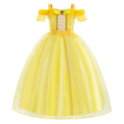 Girl's Gown Beauty And Beast Bell Princess Dress Belle Dress Children Shirt Belle Gold Performance Wear