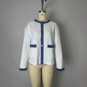 Fashion Fur Denim Color Contrast Short Coat