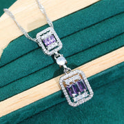Zircon Necklace Earring Ring Ornament Suit