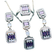 Zircon Necklace Earring Ring Ornament Suit