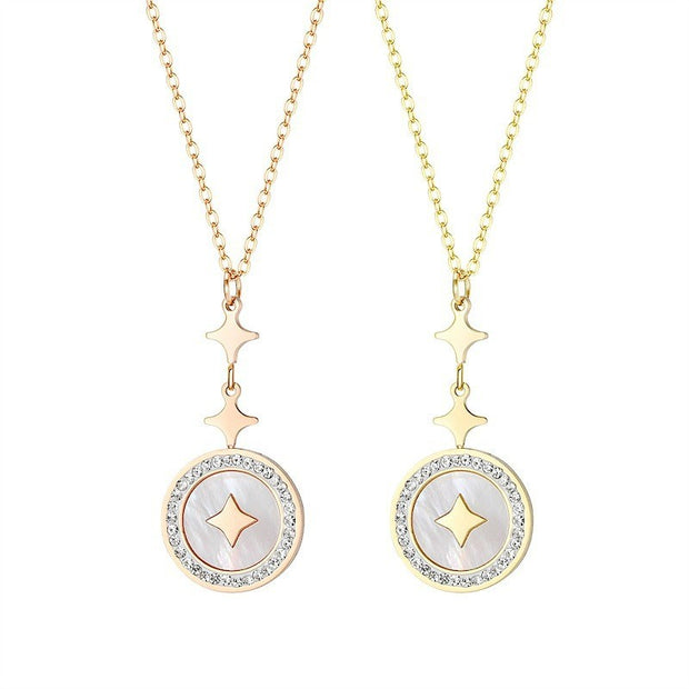 Six-pointed Diamond Titanium Steel Necklace For Women