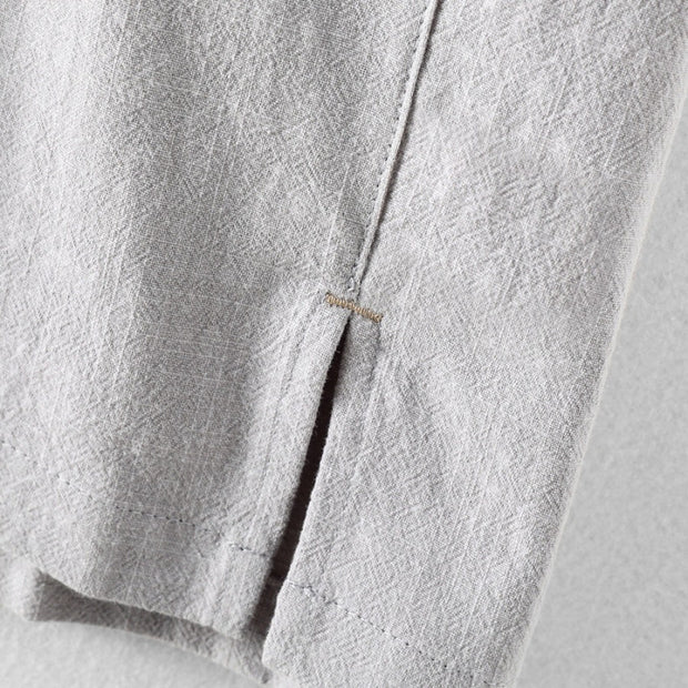 Summer New Men's Linen Shirt Solid Color