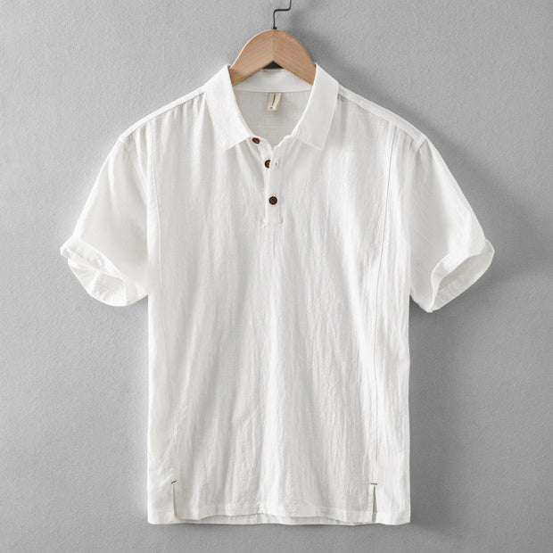 Summer New Men's Linen Shirt Solid Color