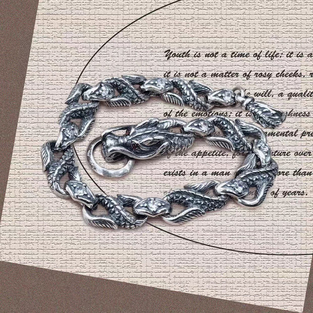 Vintage Thai Silver Personality Hip Hop Style Silver Bracelet