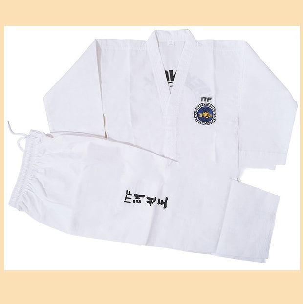 TKD Uniform Children Striped Fabric Training Wear