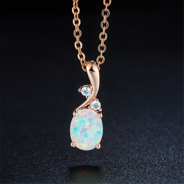 European And American New Water Drop Opal Pendant Necklace Cute And Exquisite