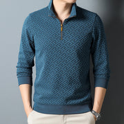 Long Sleeve T-shirt Zipper And Lapel Collar Bottoming Shirt Men's Clothing