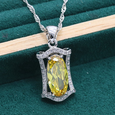 Anti-allergy Zircon Necklace Earring Ring Dinner Ornament Suit