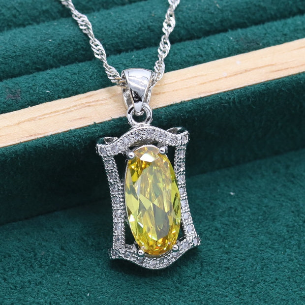 Anti-allergy Zircon Necklace Earring Ring Dinner Ornament Suit
