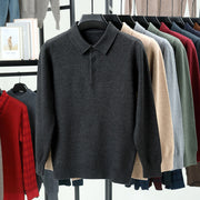 Lapel Long Sleeve Men's Solid Color Middle-aged Bottoming Sweater