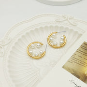 Alloy Gold Plated Pearl Stud Earrings