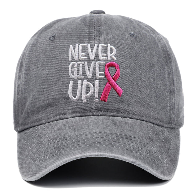 Breast Ribbon Embroidered Peaked Cap Baseball