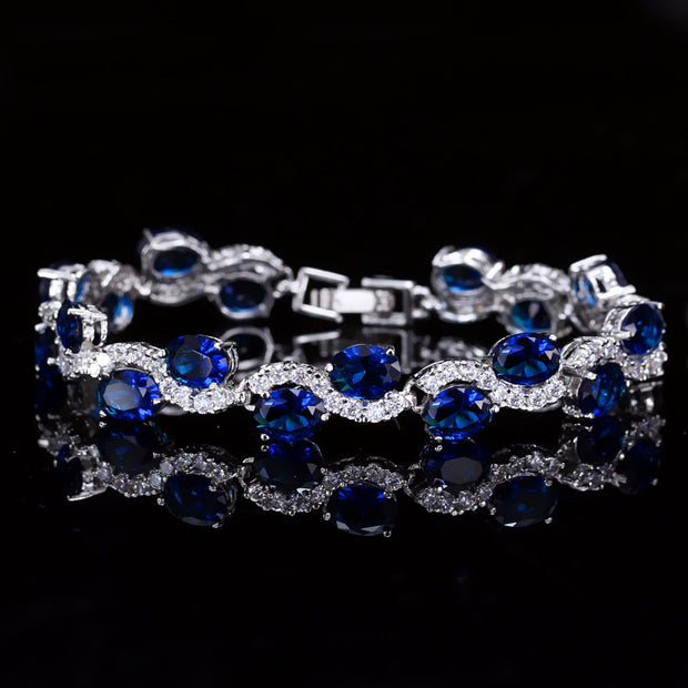 Copper Plating Real White Gold Color 18K Zircon Bracelet