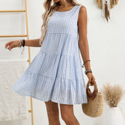 Women's Loose Casual Elegant Sleeveless Plaid Dress