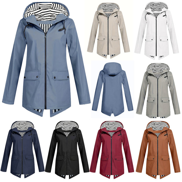 Women's Zipper Hooded Outdoor Windproof Thin Coat