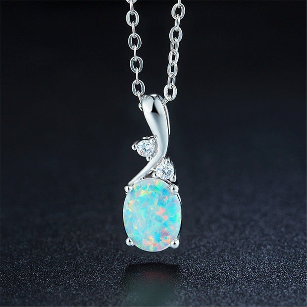 European And American New Water Drop Opal Pendant Necklace Cute And Exquisite