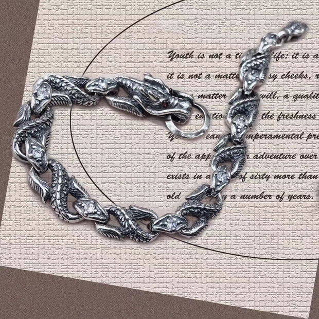 Vintage Thai Silver Personality Hip Hop Style Silver Bracelet