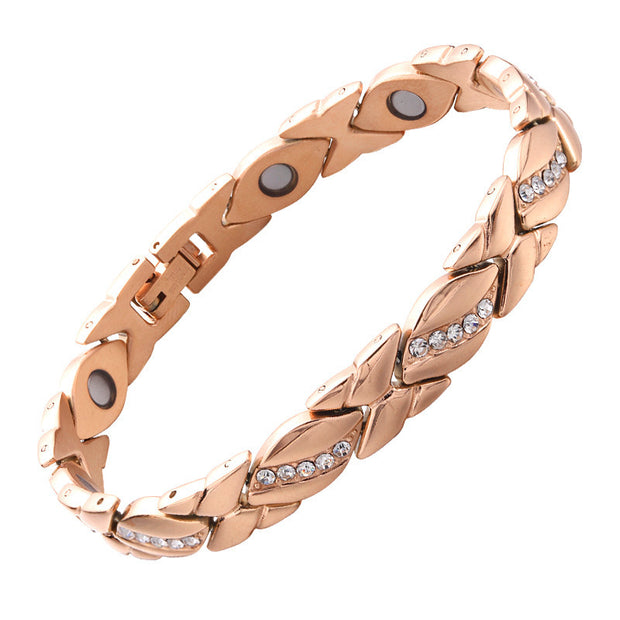 Retro Bowknot Five Diamond Strong Magnetic Red Copper Magnetic Therapy Bracelet