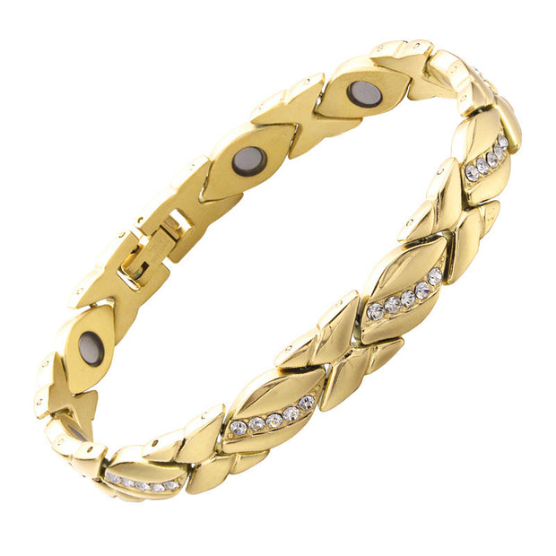 Retro Bowknot Five Diamond Strong Magnetic Red Copper Magnetic Therapy Bracelet